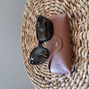 Ray-Ban Womens Black Large Frame Polarized Sunglasses Case